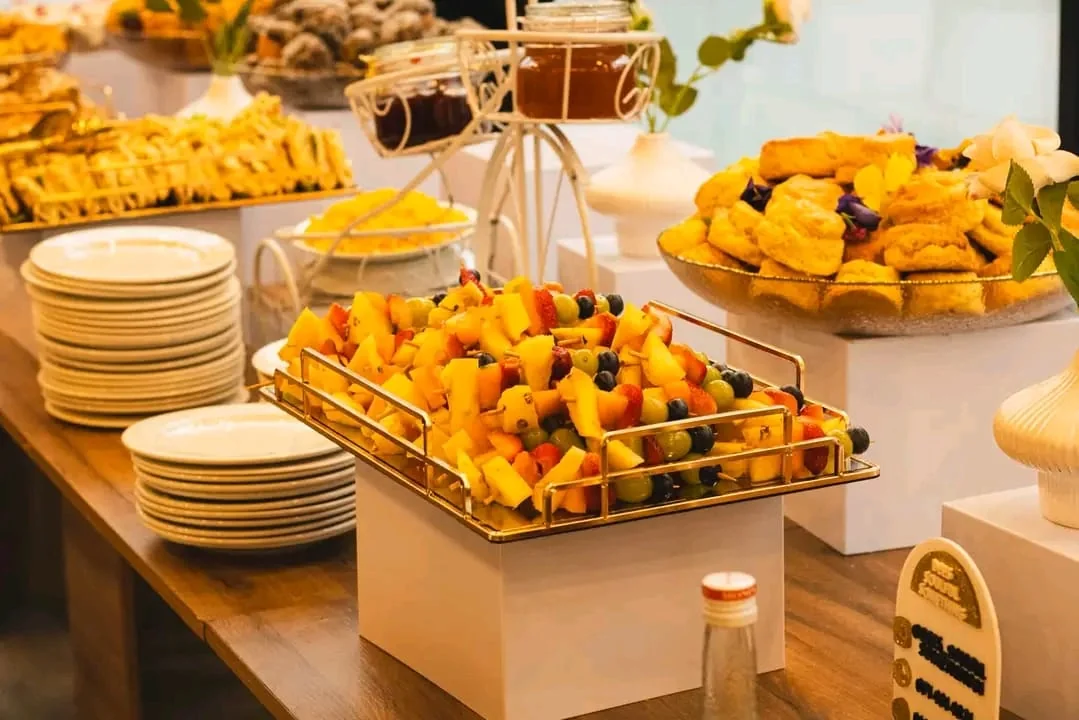 Dessert table with cupcakes and pastries styled for an event